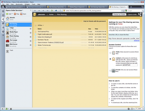 Opera Unite - File Sharing